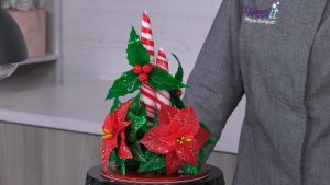 montaje-centro-navideño-caramelo-flor-de-pascua-hojas-de-acebo-rojo-blanco-verde